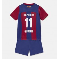 Fotballdrakt Barn Barcelona Raphinha Belloli #11 Hjemmedraktsett 2023-24 Kortermet (+ Korte bukser)